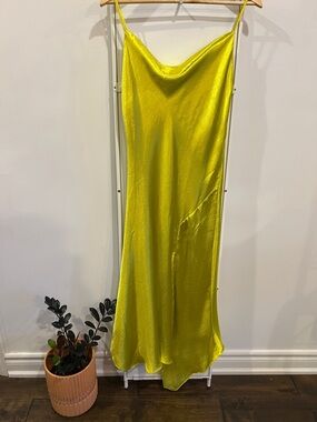 Chartreuse Cowl Neck Slip Dress